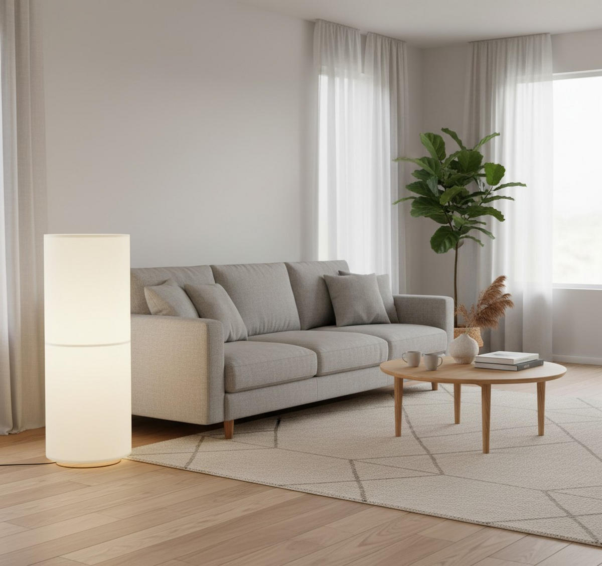 STEHLEUCHTE - Weiss, Design, Kunststoff/Textil (30/83cm) - Collet's Monde