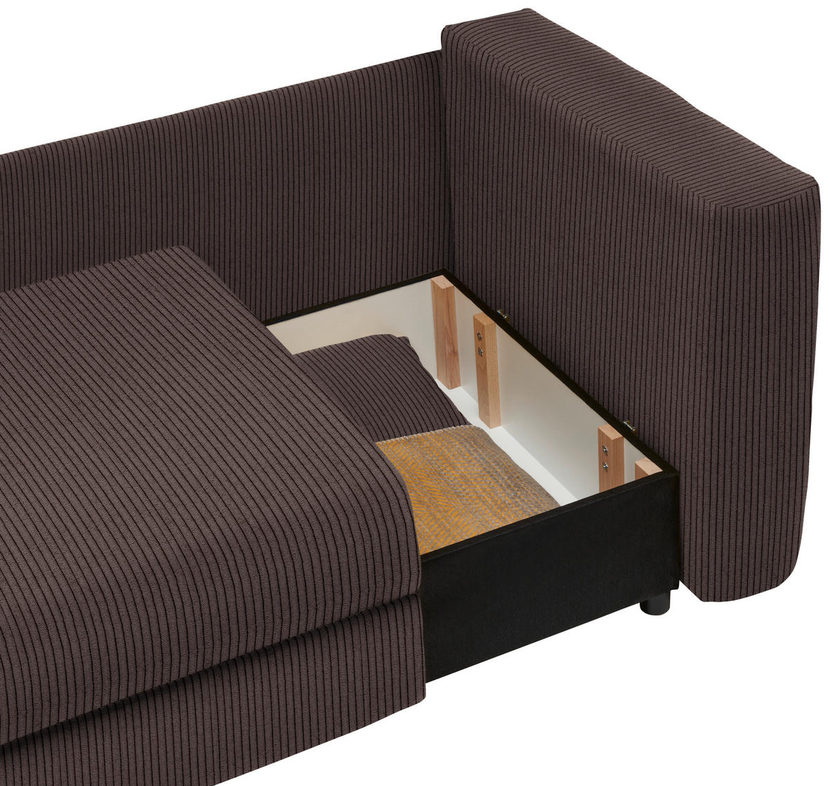 RÉCAMIERE in Cord Braun  - Schwarz/Braun, Design, Kunststoff/Textil (171/71-88/93cm) - Cantus