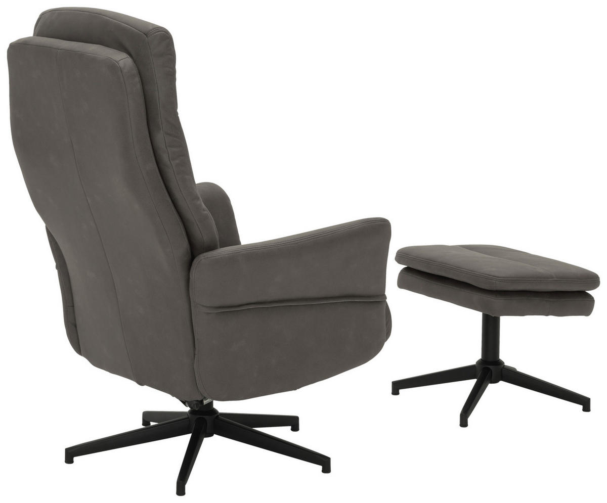 RELAXSESSELSET Mikrofaser    - Schwarz/Grau, Design, Textil/Metall (75/113/98cm) - Livetastic
