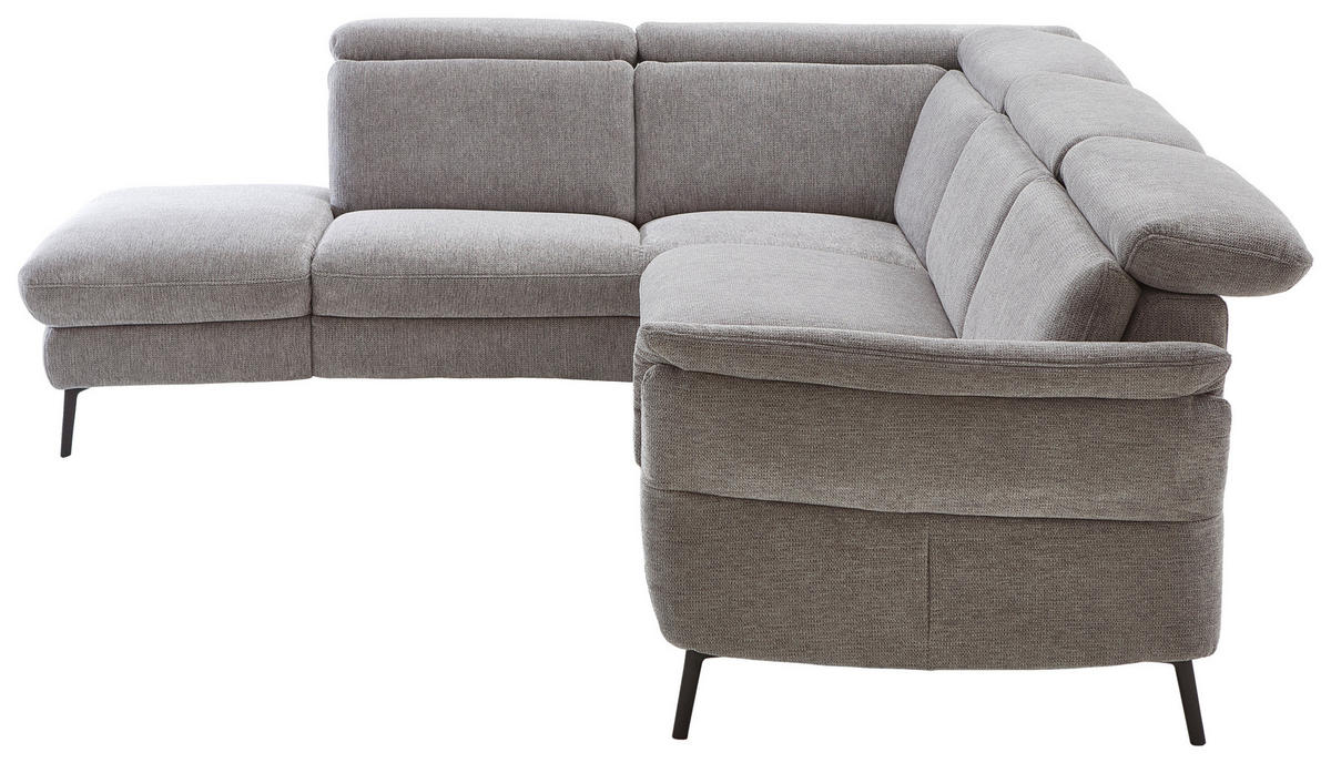 ECKSOFA in Struktur Grau  - Schwarz/Grau, Modern, Textil/Metall (235/275cm) - Cantus