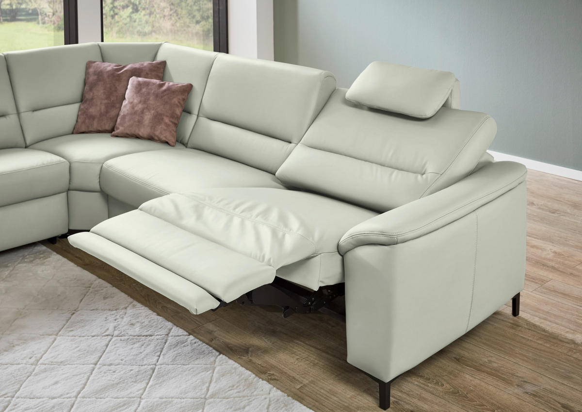 ECKSOFA  in Echtleder Silberfarben  249/290 cm  - Silberfarben/Schwarz, KONVENTIONELL, Leder/Metall (249/290cm) - Beldomo Premium