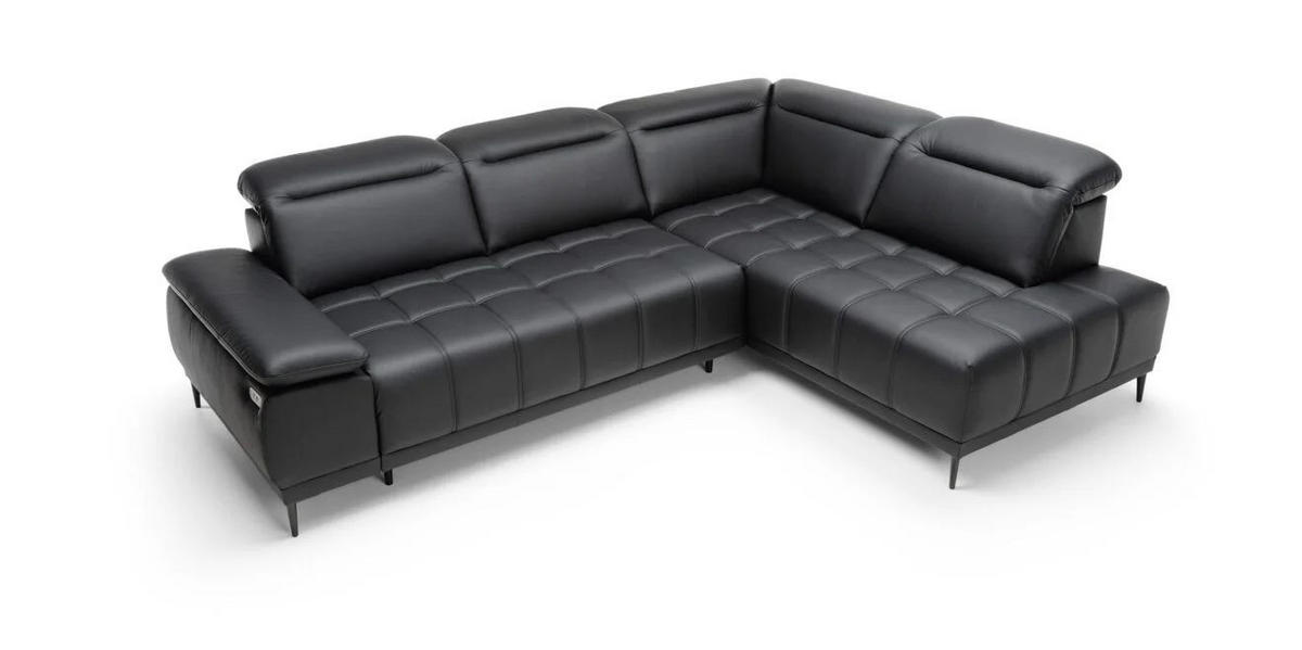 UGAONA GARNITURA crna  - crna, Moderno, koža/metal (278x204/82-98/106cm) - Welnova