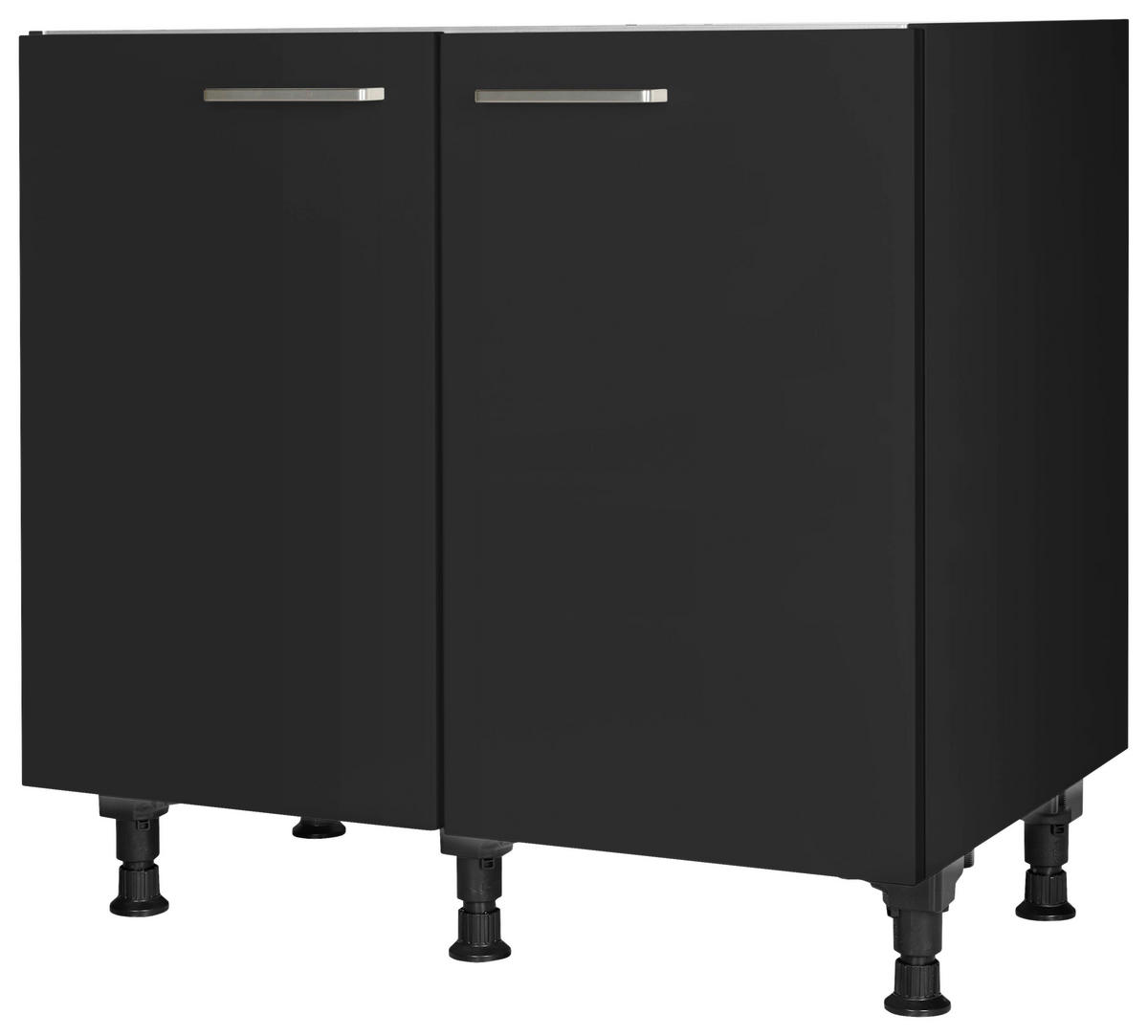 SPÜLENUNTERSCHRANK 90/87/56 cm  in Schwarz  - Edelstahlfarben/Schwarz, MODERN, Holzwerkstoff/Metall (90/87/56cm) - Nobilia