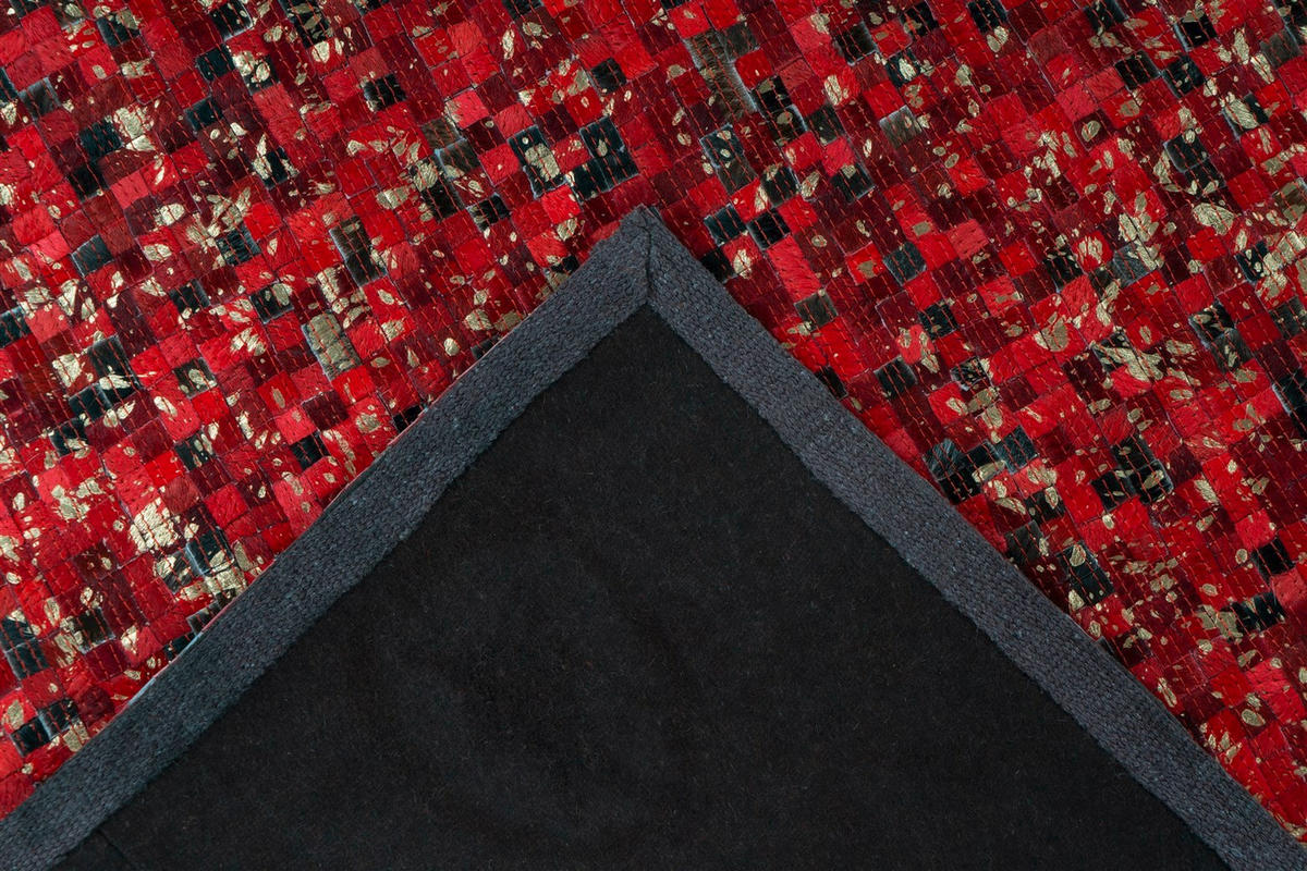 FLACHWEBETEPPICH 200/290 cm Rot, Goldfarben  - Rot/Goldfarben, Basics, Leder/Textil (200/290cm) - Novel