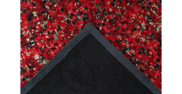 FLACHWEBETEPPICH 200/290 cm Rot, Goldfarben  - Rot/Goldfarben, Basics, Leder/Textil (200/290cm) - Novel