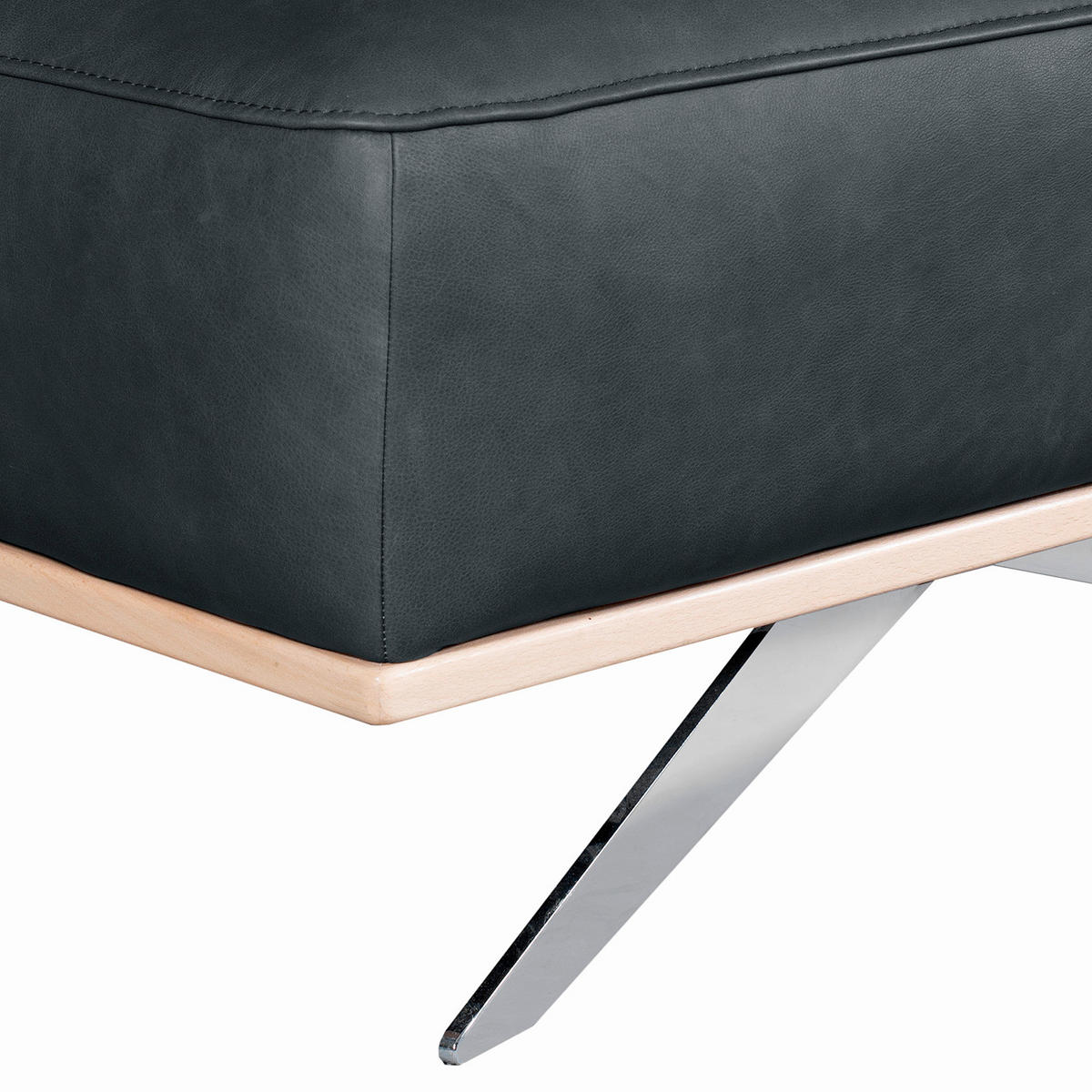 HOCKER Leder Blau  - Chromfarben/Blau, Design, Leder/Metall (95/46/80cm) - Livetastic