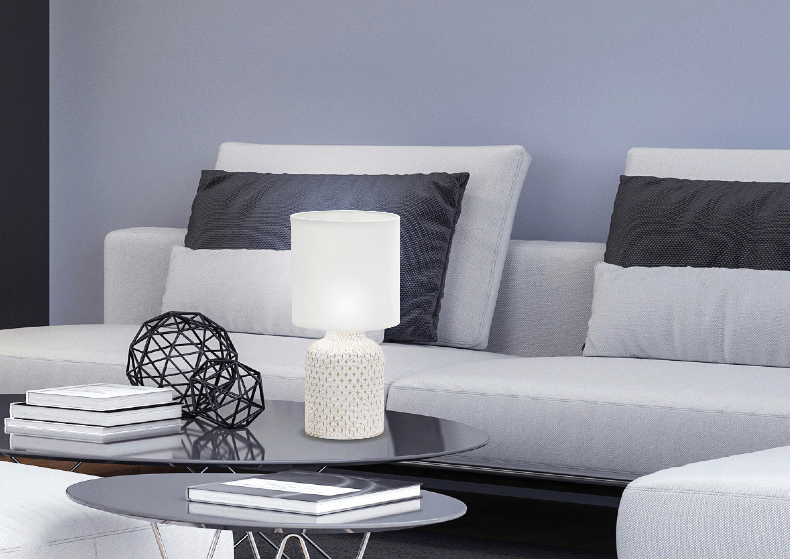 BORDSLAMPA 15/15/32 cm   - vit, Basics, metall/textil (15/15/32cm)