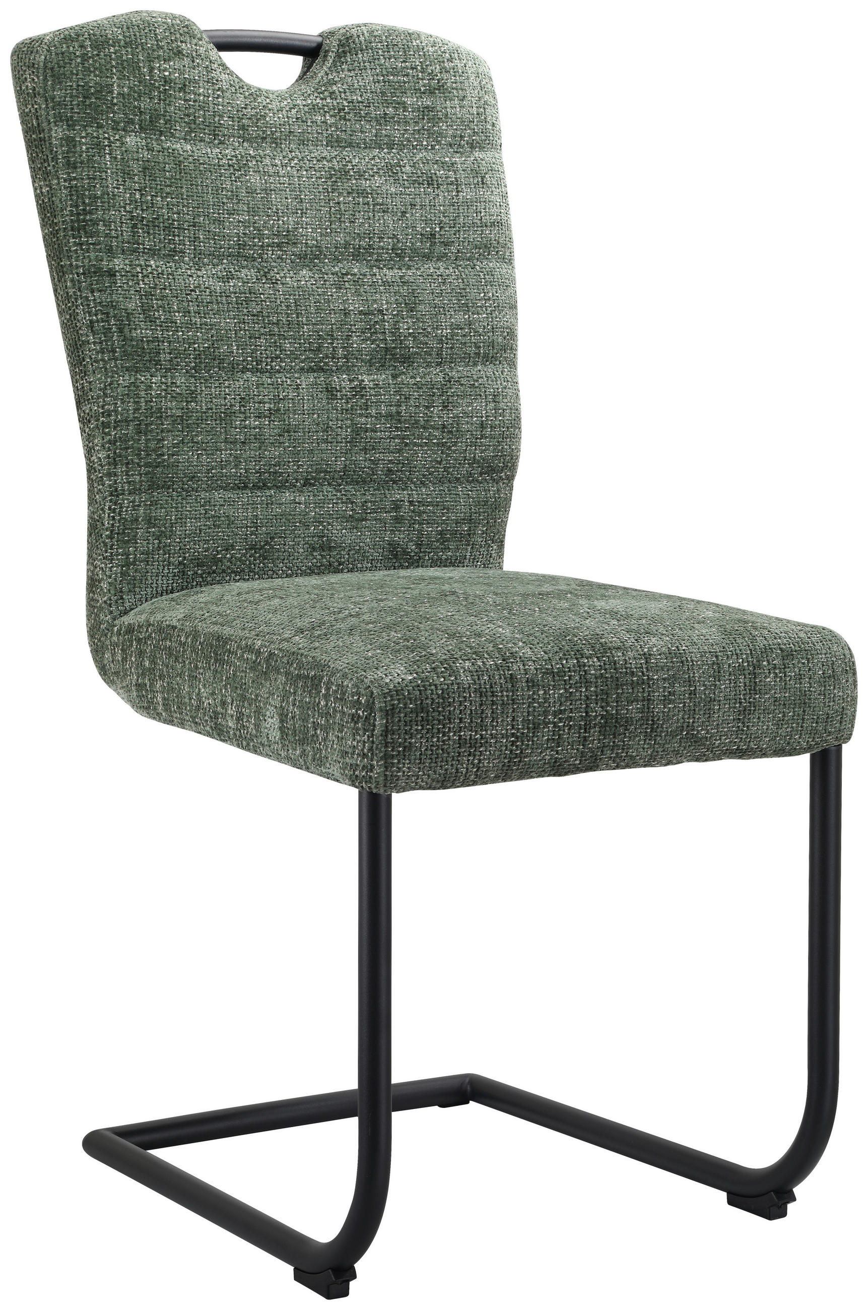 Scaun Cantilever din metal, textil, verde, negru