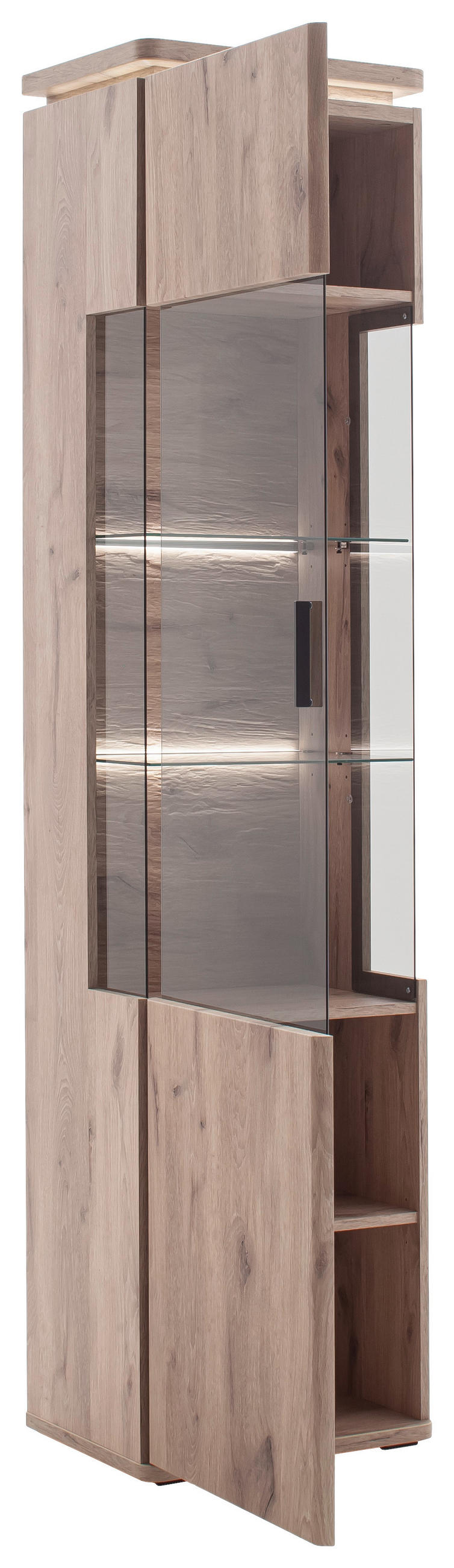 VITRINE Eiche dunkel 50/208/38 cm - Eiche dunkel/Anthrazit, Konventionell, Glas/Holzwerkstoff (50/208/38cm) - Cantus