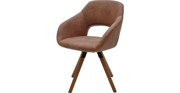 STUHL Mikrofaser Balkeneiche massiv Eichefarben, Schlammfarben - Schlammfarben/Eichefarben, Design, Holz/Textil (63/83/58cm) - Valnatura