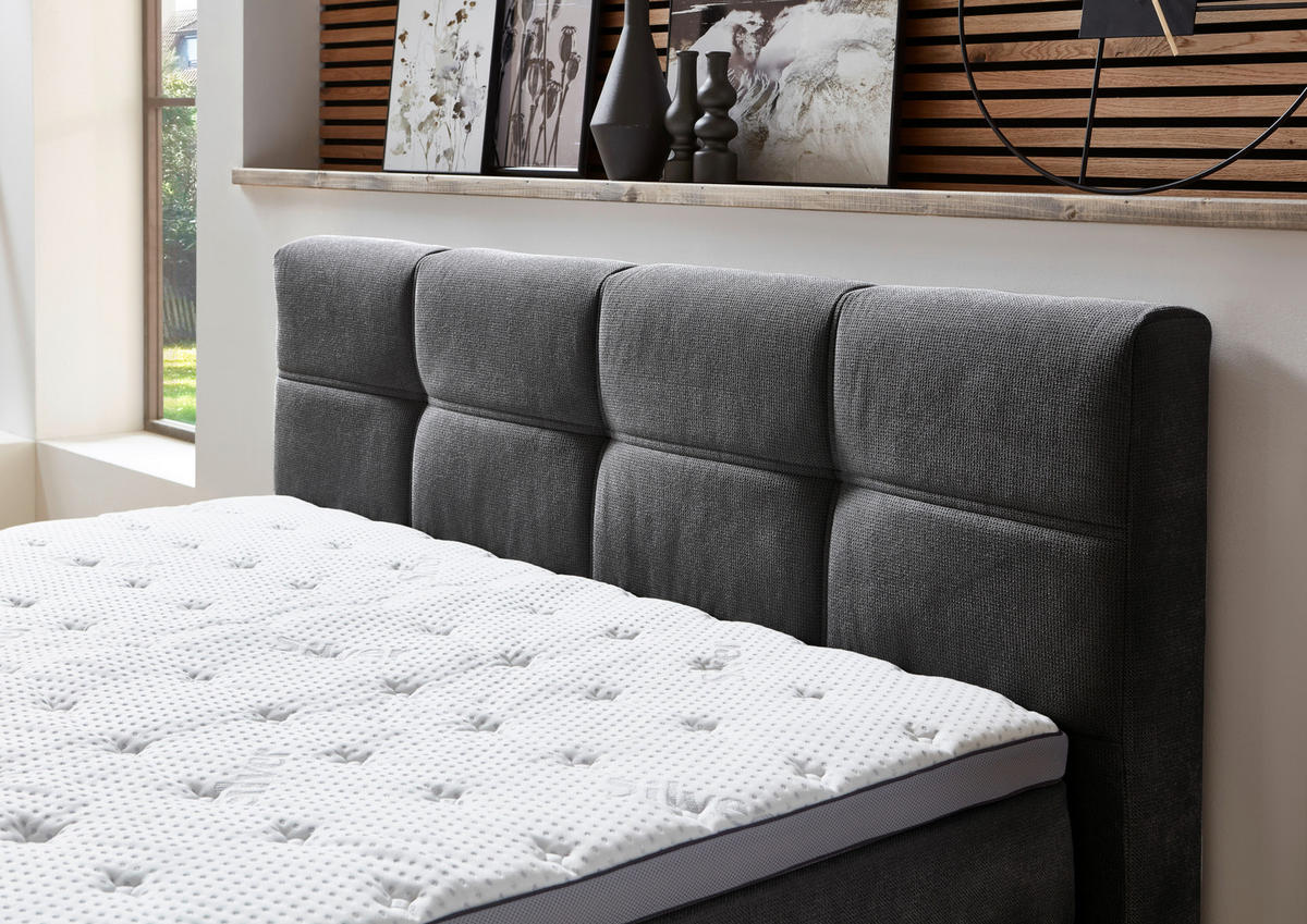 BOXSPRINGBETT 180/200 cm  Anthrazit  - Anthrazit/Schwarz, Konventionell, Kunststoff/Textil (180/200cm) - Carryhome