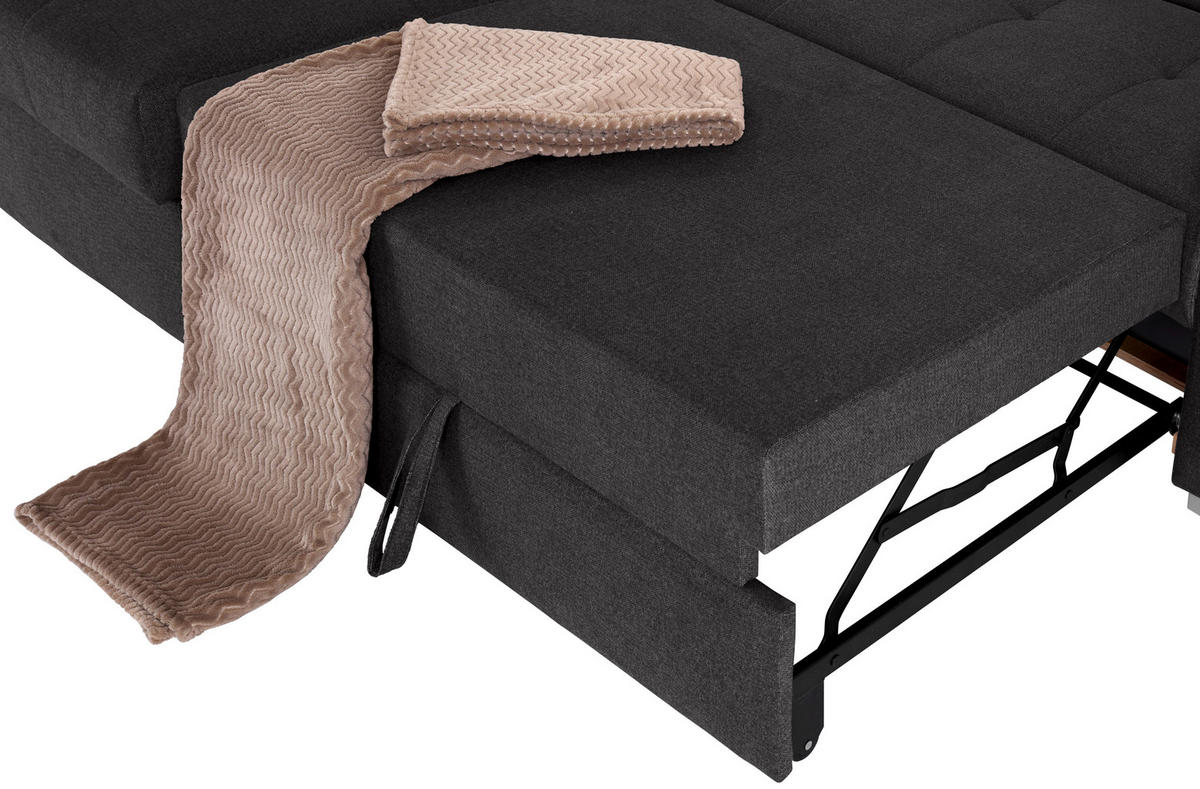 ECKSOFA in Velours Graphitfarben  - Silberfarben/Graphitfarben, Design, Holz/Textil (183/292cm) - Livetastic