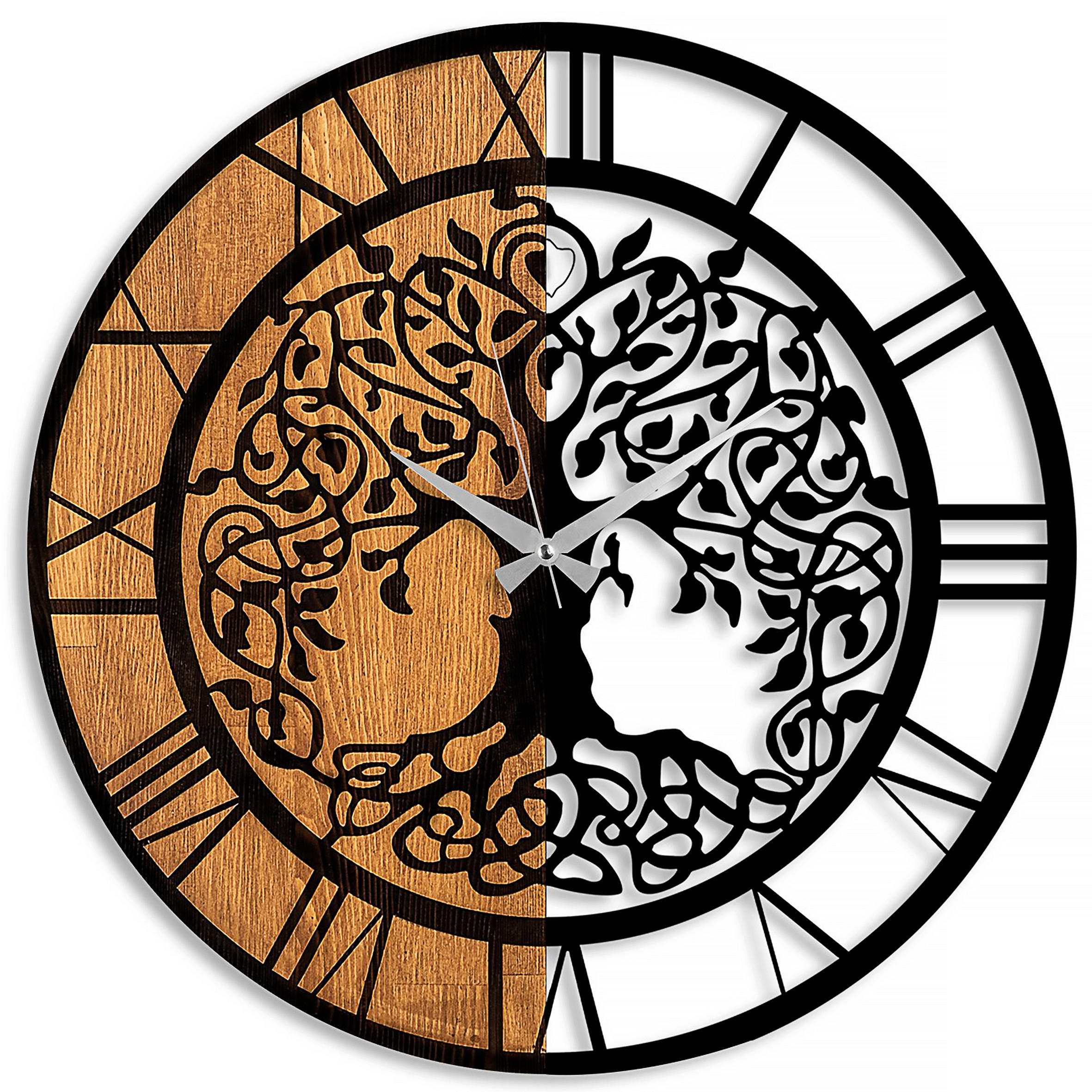 WANDUHR Schwarz, Walnussfarben 56/56/3 cm  - Walnussfarben/Schwarz, LIFESTYLE, Metall (56/56/3cm)