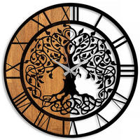 WANDUHR Schwarz, Walnussfarben 56/56/3 cm  - Walnussfarben/Schwarz, LIFESTYLE, Metall (56/56/3cm)