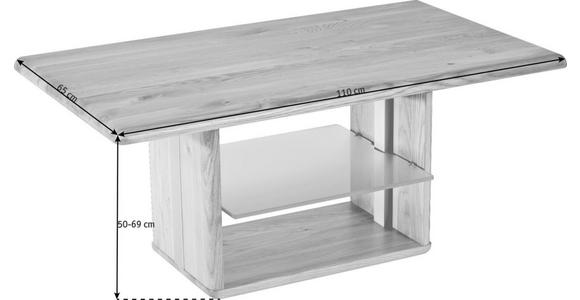 COUCHTISCH in Holz, Glas 110/65/50-69 cm  - Buchefarben, KONVENTIONELL, Glas/Holz (110/65/50-69cm) - Linea Natura