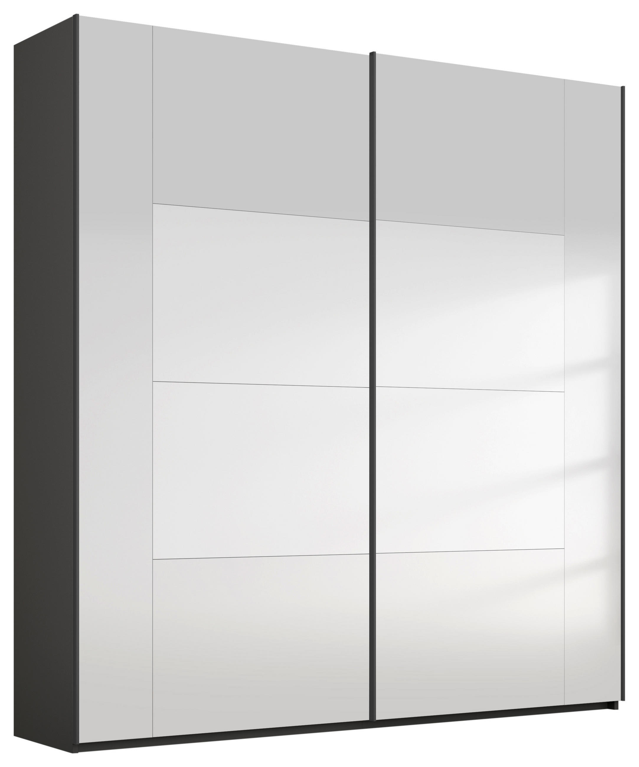 SCHWEBETÜRENSCHRANK 181/223/68 cm,  in Graphitfarben, 2  - Graphitfarben, Design, Glas/Holzwerkstoff (181/223/68cm) - Xora