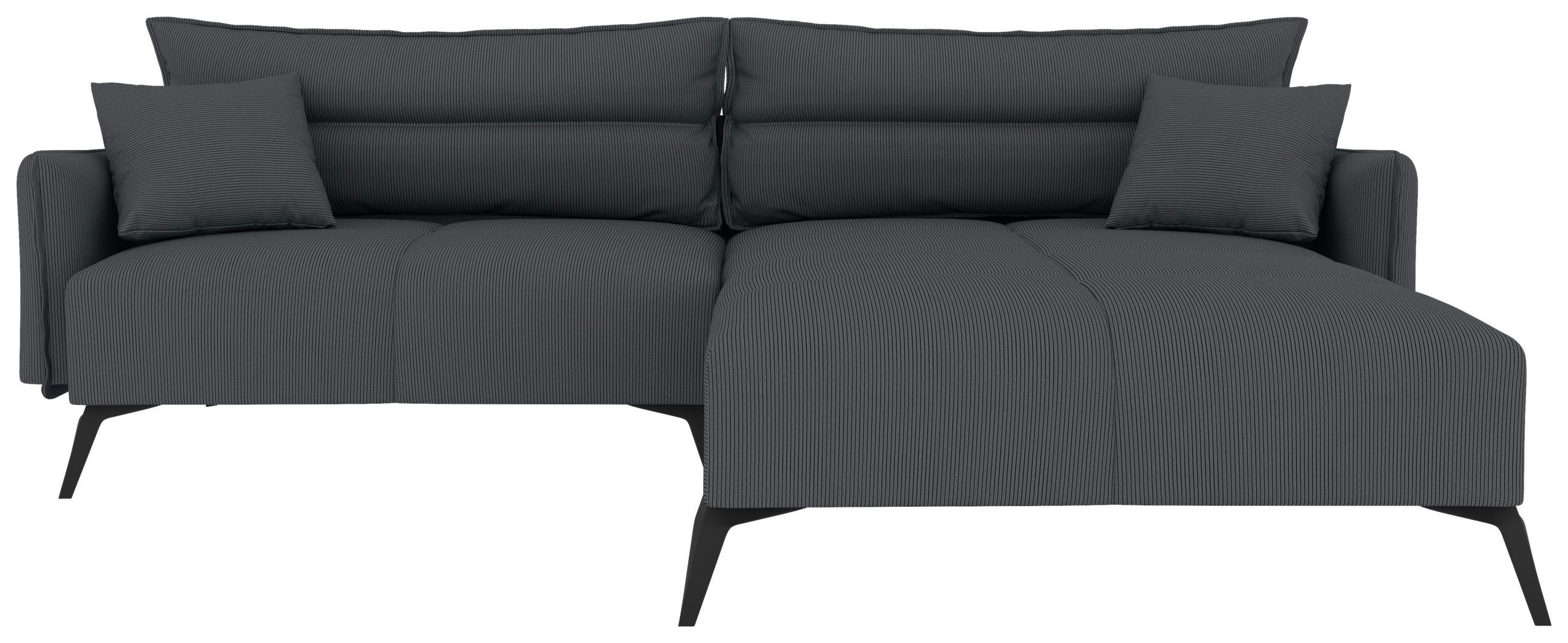 ECKSOFA in Cord Dunkelgrau  253/180 cm  - Dunkelgrau/Schwarz, KONVENTIONELL, Textil/Metall (253/180cm) - Carryhome