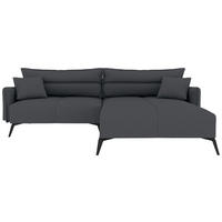 ECKSOFA in Cord Dunkelgrau  253/180 cm  - Dunkelgrau/Schwarz, KONVENTIONELL, Textil/Metall (253/180cm) - Carryhome