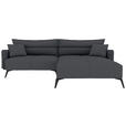 ECKSOFA  in Cord Dunkelgrau  253/180 cm  - Dunkelgrau/Schwarz, KONVENTIONELL, Textil/Metall (253/180cm) - Carryhome