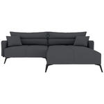 ECKSOFA in Cord Dunkelgrau  - Dunkelgrau/Schwarz, KONVENTIONELL, Textil/Metall (253/180cm) - Carryhome