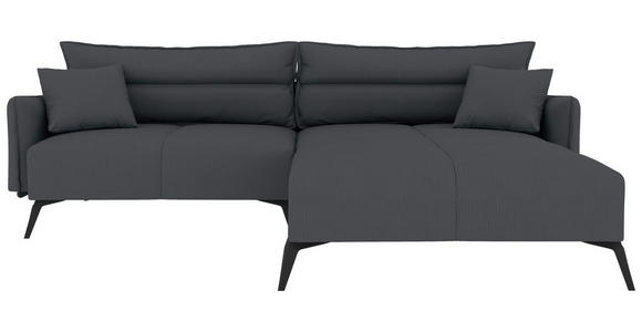 ECKSOFA  in Cord Dunkelgrau  253/180 cm  - Dunkelgrau/Schwarz, KONVENTIONELL, Textil/Metall (253/180cm) - Carryhome