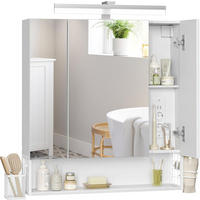 SPIEGELSCHRANK 70/75/16,5 cm  - Silberfarben/Weiß, MODERN, Glas/Holzwerkstoff (70/75/16,5cm) - MID.YOU