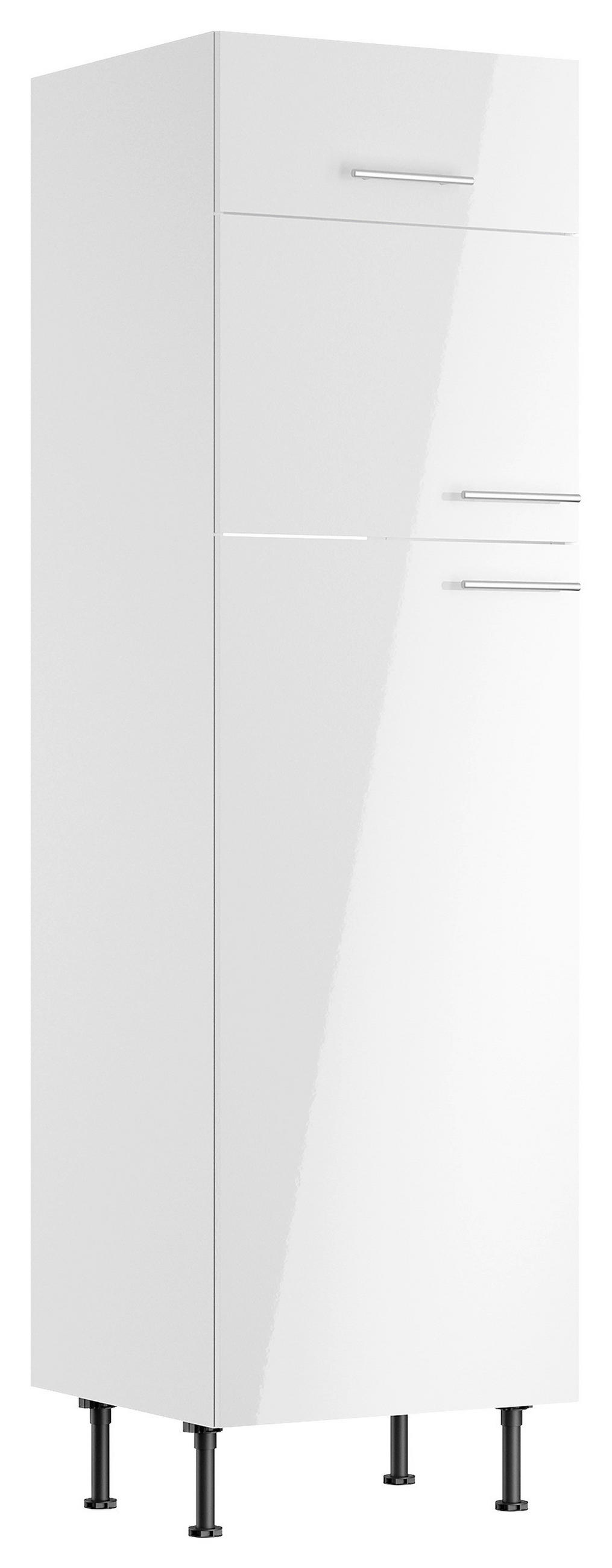 GERÄTEUMBAUSCHRANK 60/211,8/58,1 cm  in Weiß, Weiß Hochglanz  - Edelstahlfarben/Weiß Hochglanz, Basics, Holzwerkstoff/Metall (60/211,8/58,1cm) - Optifit