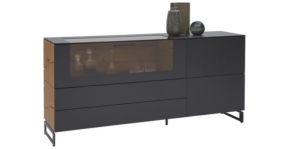SIDEBOARD Eichefarben, Titanfarben 183/75/44 cm - Eichefarben/Anthrazit, Natur, Glas/Holz (183/75/44cm) - Valnatura