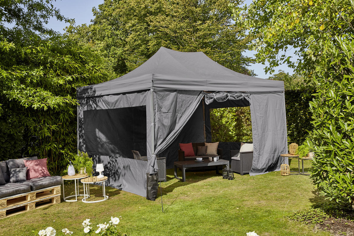 PAVILLON 450/330/300 cm Stahl  - Grau, KONVENTIONELL, Textil/Metall (450/330/300cm) - Siena Garden