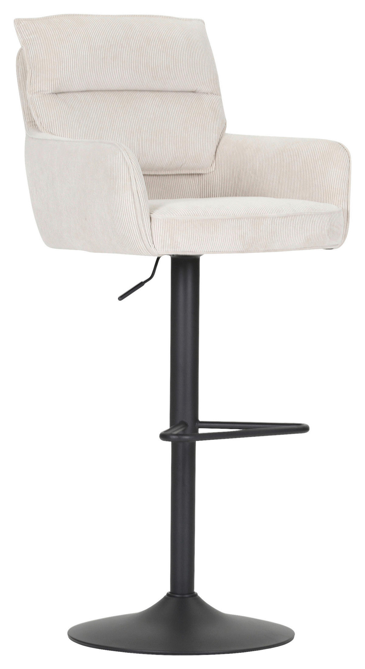 BARHOCKER Cord Beige Stoffauswahl, Sitzfläche 360° drehbar  - Beige/Schwarz, Design, Textil/Metall (54/98-120/58cm) - Novel