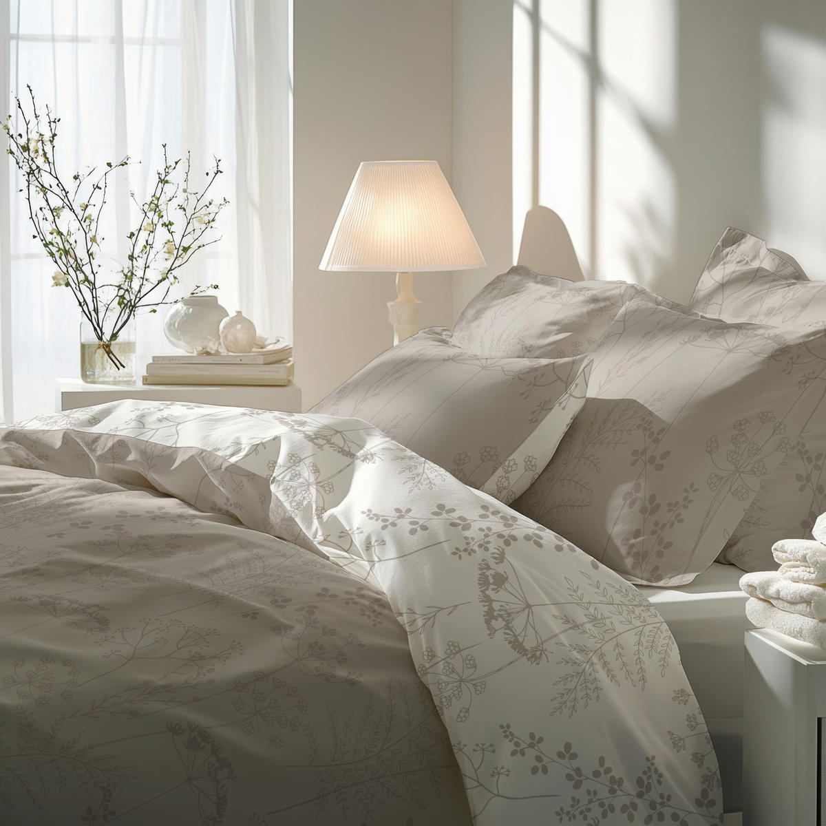 Bettwäsche 2er Set 4-teilig Flanell 135/200 cm  - Beige, Design, Textil (135/200cm) - Florella