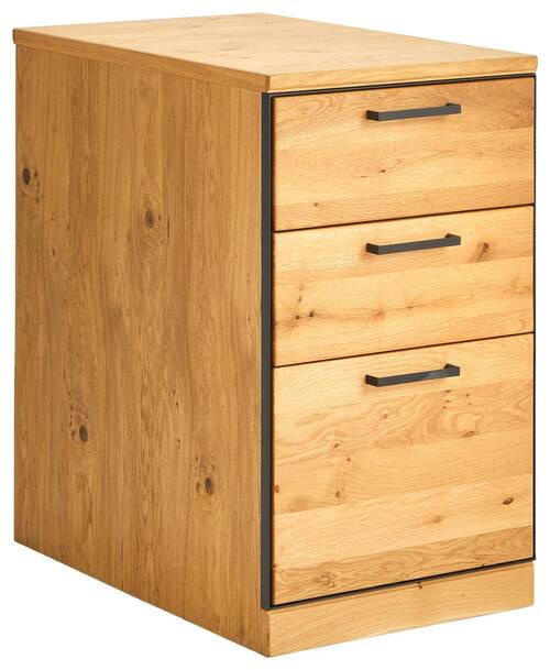 ANSTELLCONTAINER Asteiche teilmassiv Graphitfarben, Eichefarben  - Eichefarben/Anthrazit, Natur, Holz/Metall (43/75/70cm) - Linea Natura