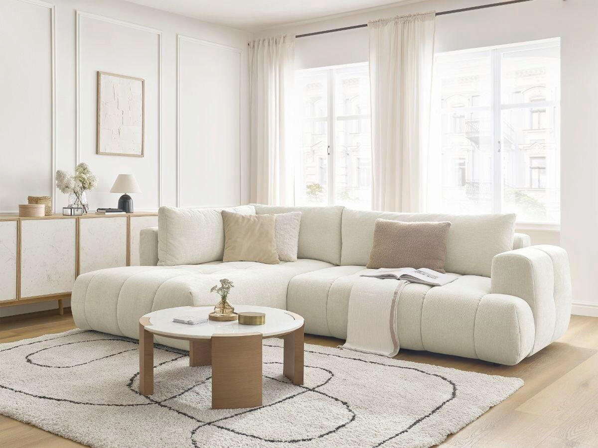 ECKSCHLAFSOFA FUJI Leinenoptik Beige  inkl.  - Beige/Schwarz, MODERN, Kunststoff/Textil (204/282cm)