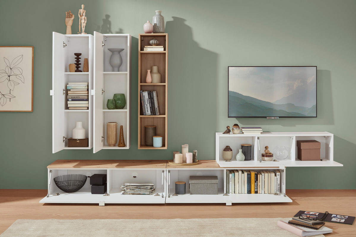 TV-ELEMENT Holzwerkstoff Weiß  - Schwarz/Weiß, Design, Holzwerkstoff/Kunststoff (120/31/40cm) - Ti'me