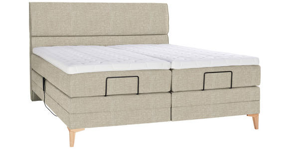 BOXSPRINGBETT 180/200 cm in Beige - Eichefarben/Beige, KONVENTIONELL, Holz/Textil (180/200cm) - Voleo