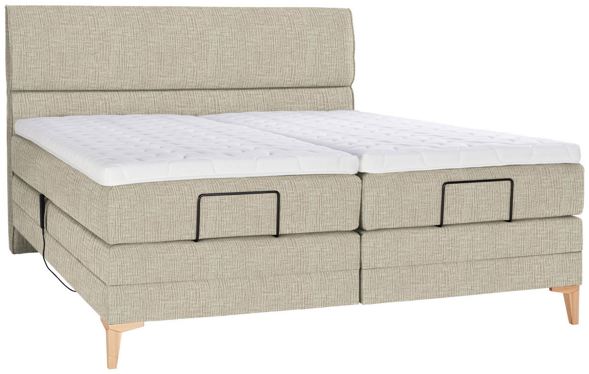 BOXSPRINGBETT 180/200 cm  in Beige  - Eichefarben/Beige, Konventionell, Holz/Textil (180/200cm) - Voleo