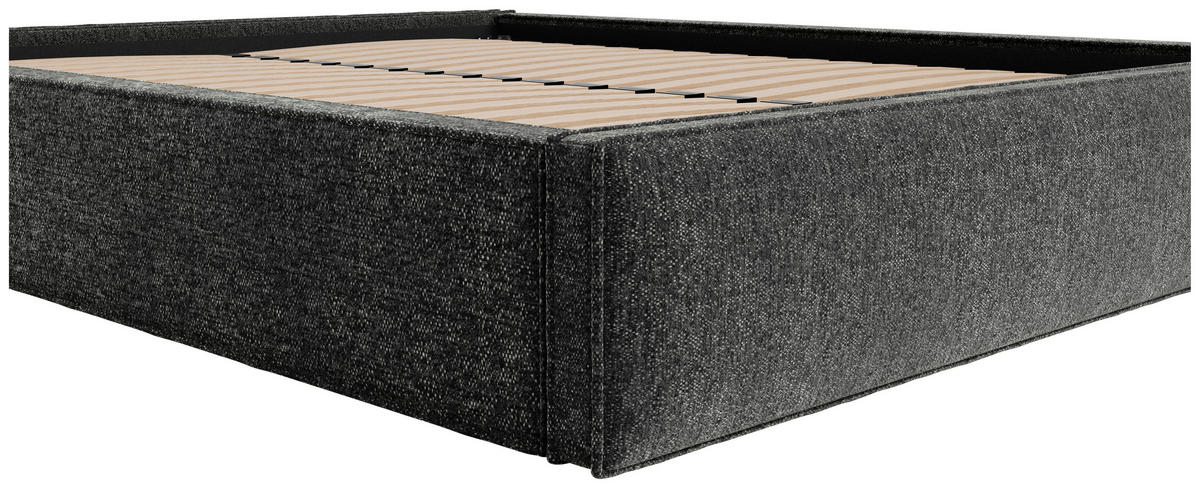 POLSTERBETT 140/200 cm,  in Anthrazit, Lattenrost, Bettkasten,  - Anthrazit/Schwarz, Design, Holz/Textil (140/200cm) - Chameo