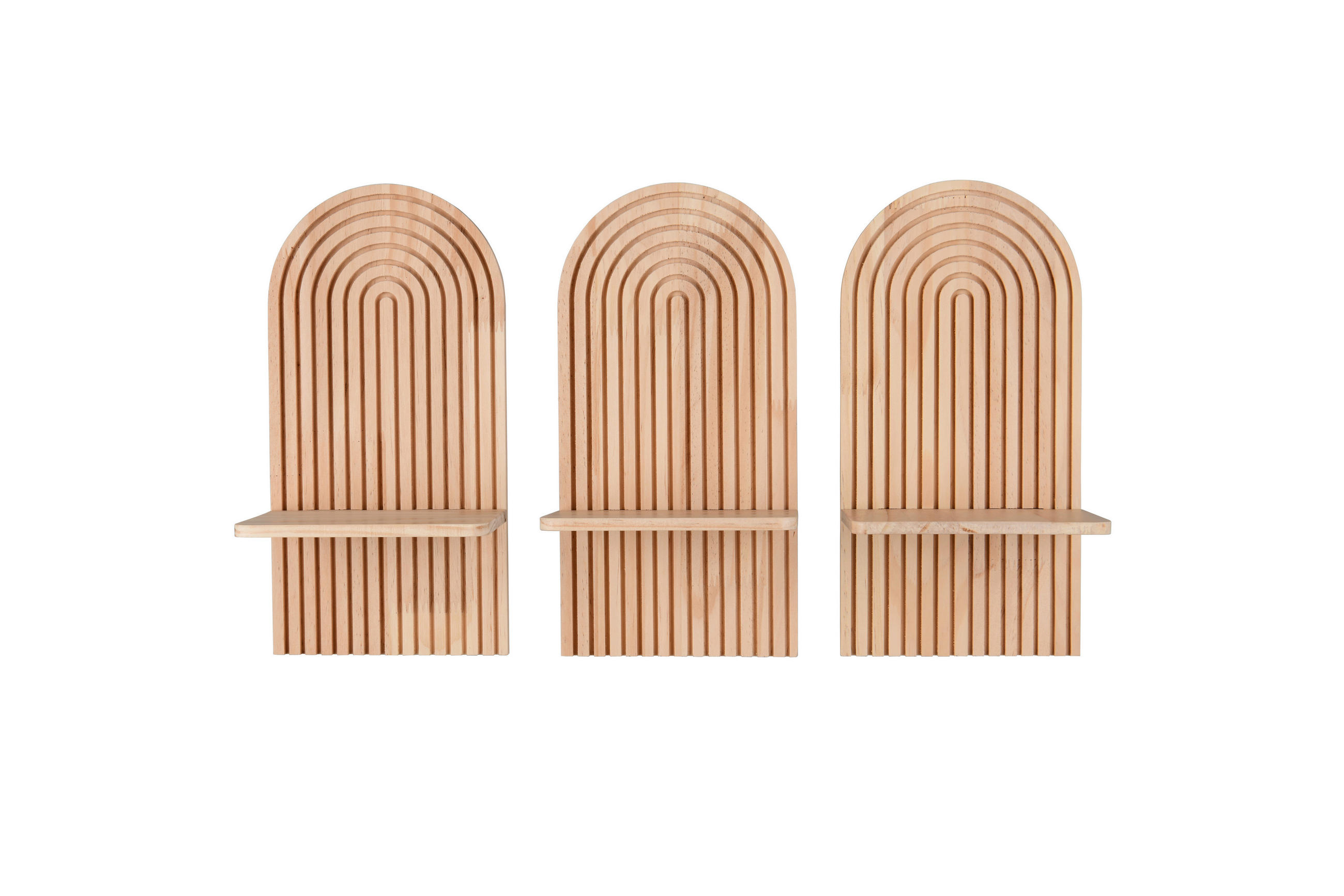 WANDREGALSET  - Naturfarben, Basics, Holz (17,8/35/11,5cm) - Milino