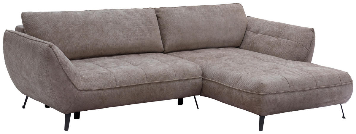 ECKSOFA SAMOA Hellbraun Struktur  - Hellbraun/Schwarz, Design, Textil/Metall (282/187cm) - Livetastic