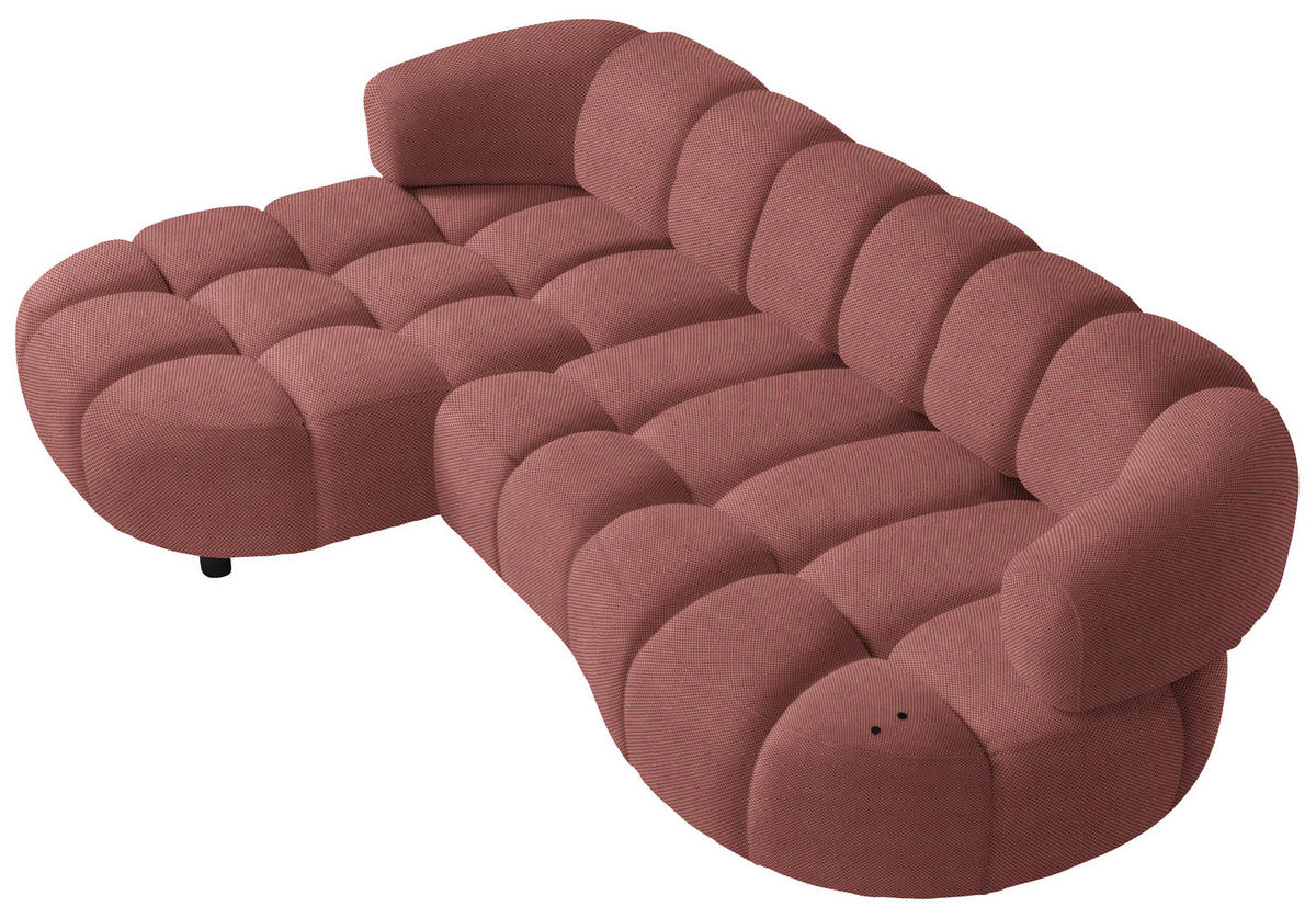 ECKSOFA in Webstoff Altrosa  - Schwarz/Altrosa, Design, Holz/Textil (183/284cm) - Welnova