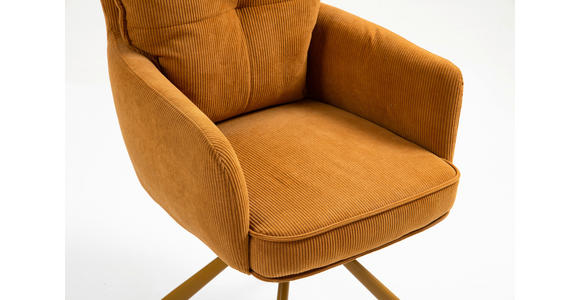 ARMLEHNSTUHL in Feincord - Orange, Design, Textil/Metall (61/95/67cm) - Novel