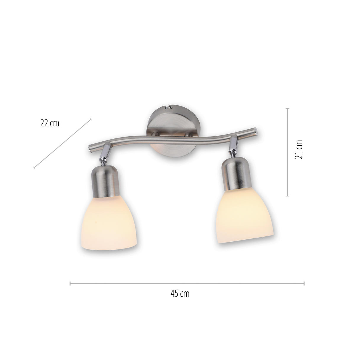 SVJETILJKA STROPNA  - boje oplemenjenog čelika, Basics, staklo/metal (44,8/23/21cm)
