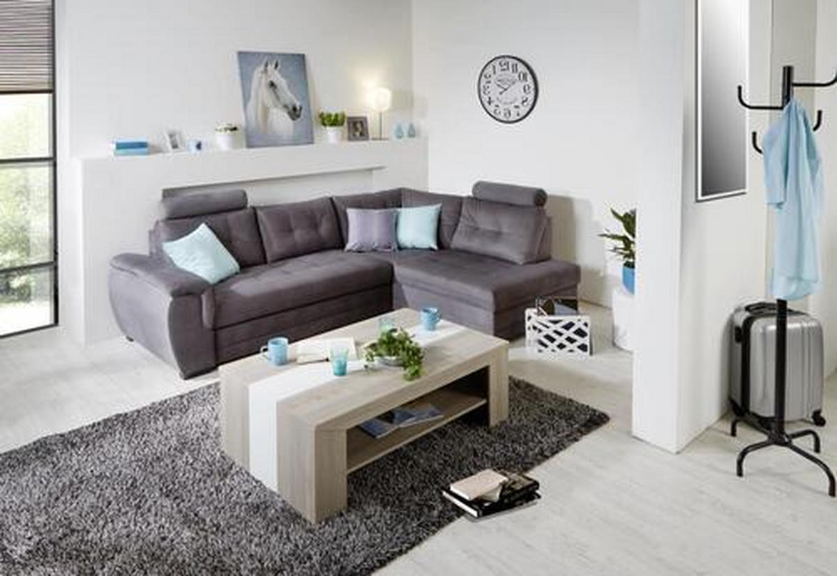ECKSOFA Dunkelgrau Webstoff  - Dunkelgrau/Dunkelbraun, KONVENTIONELL, Kunststoff/Textil (251/183cm) - Livetastic