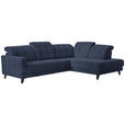 ECKSOFA in Webstoff Dunkelblau  - Schwarz/Dunkelblau, Design, Holz/Textil (302/216cm) - Xora