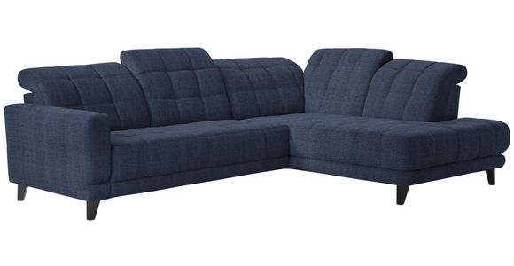 ECKSOFA in Webstoff Dunkelblau  - Schwarz/Dunkelblau, Design, Holz/Textil (302/216cm) - Xora