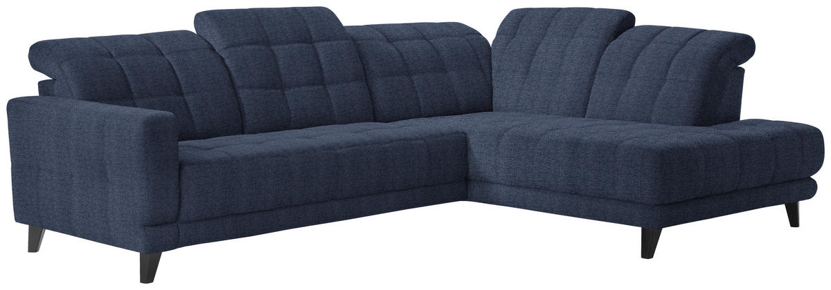 ECKSOFA in Webstoff Dunkelblau  - Schwarz/Dunkelblau, Design, Holz/Textil (302/216cm) - Xora
