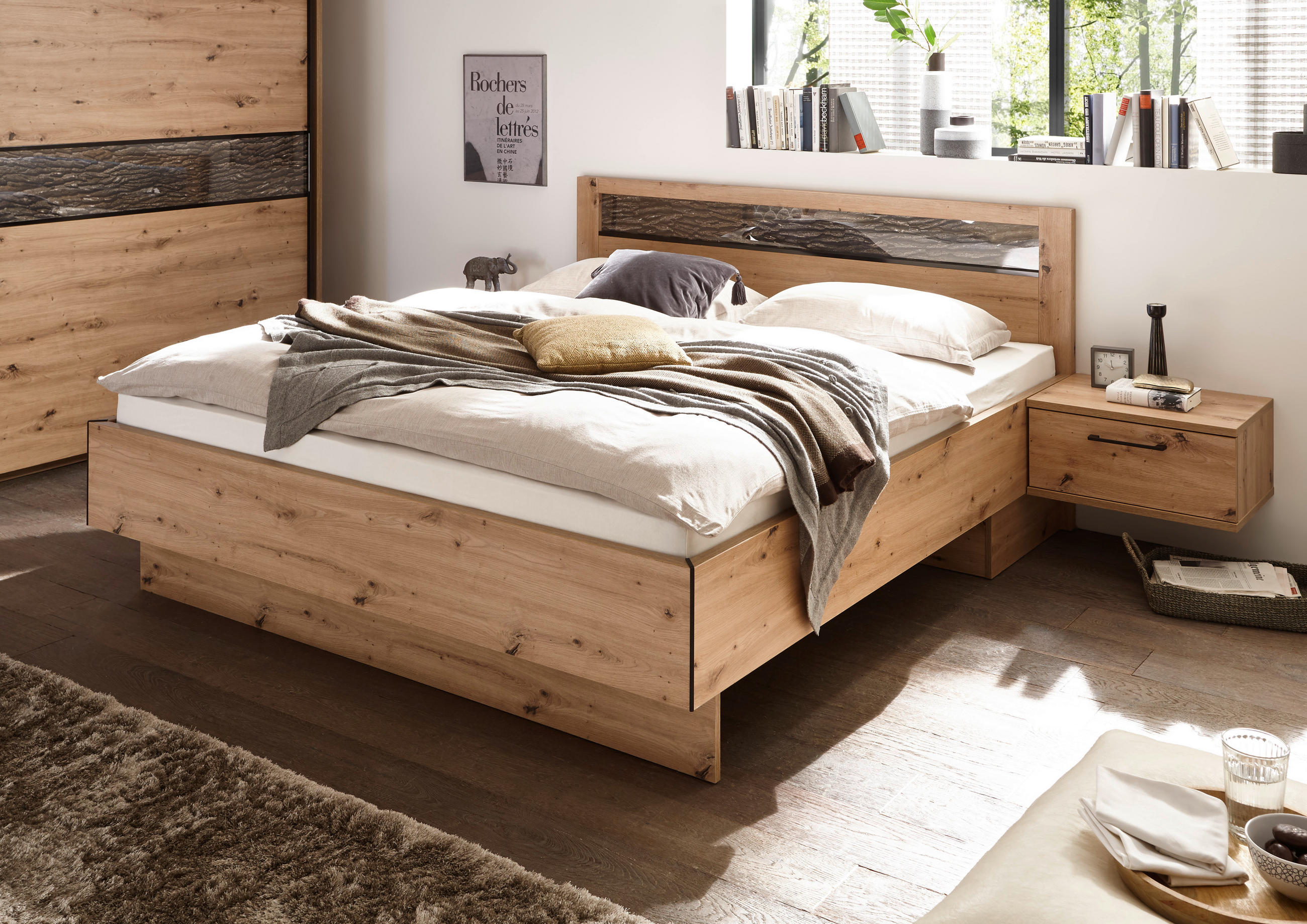 BETTANLAGE - Eichefarben, KONVENTIONELL, Kunststoff/Metall (180/200cm) - Xora