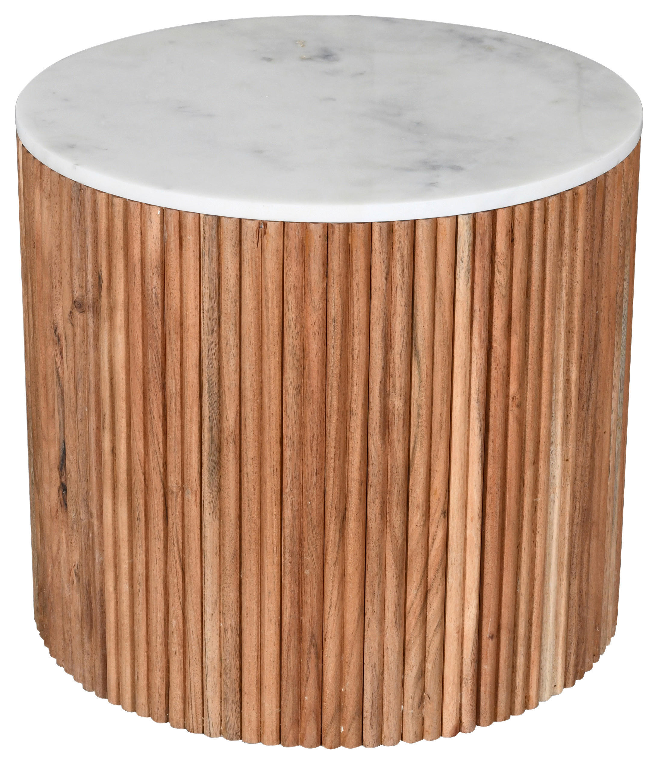 COUCHTISCH Akazie massiv rund Weiß, Akaziefarben  - Weiß/Akaziefarben, Design, Holz/Stein (50/45/50cm) - MID.YOU