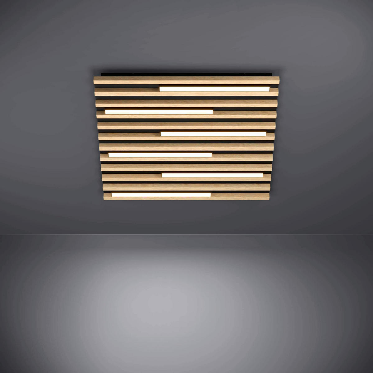 LED-DECKENLEUCHTE 78/22/6 cm   - Schwarz/Braun, KONVENTIONELL, Holz/Metall (78/22/6cm)