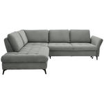 ECKSOFA in Struktur Hellgrau  233/288 cm  - Hellgrau/Schwarz, Natur, Textil/Metall (233/288cm) - Valnatura